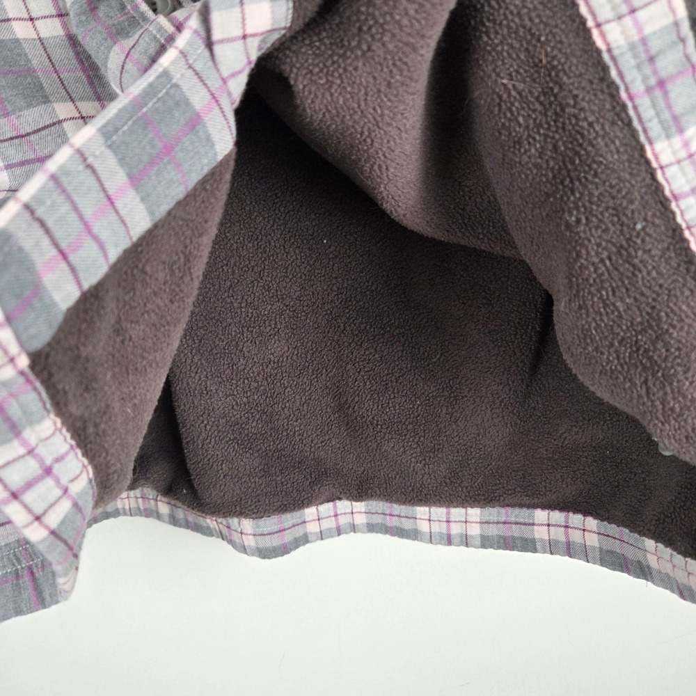 LL Bean Womens Flannel Fleece Lined Shirt Jacket Gray Purple Plaid M Cabincore - Picture 4 of 12